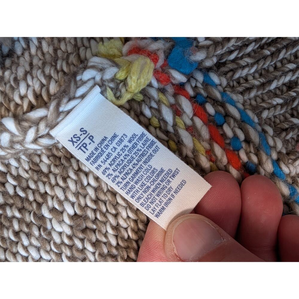 American Eagle Outfitters Open Front Cardigan Sweater Size XS/S Fair Isle Wool - Picture 6 of 10